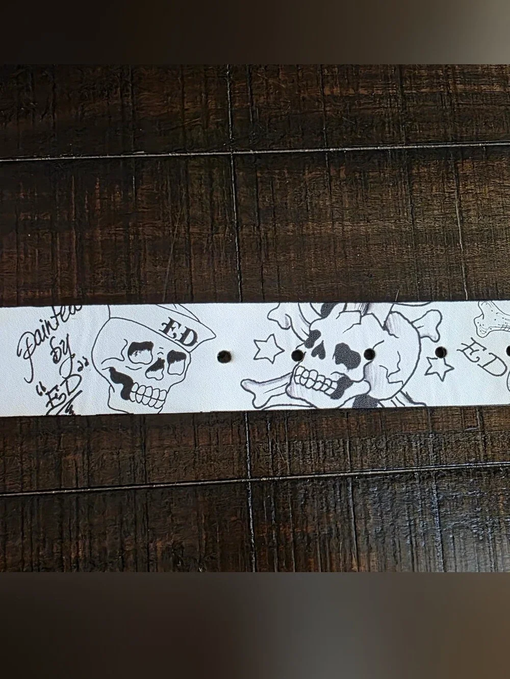 Ed Hardy Skull Fish Reversible Belt Black White Mens 34